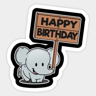 Funny Cute Elephant Birhday Bday Gift Present Child Kids Sticker